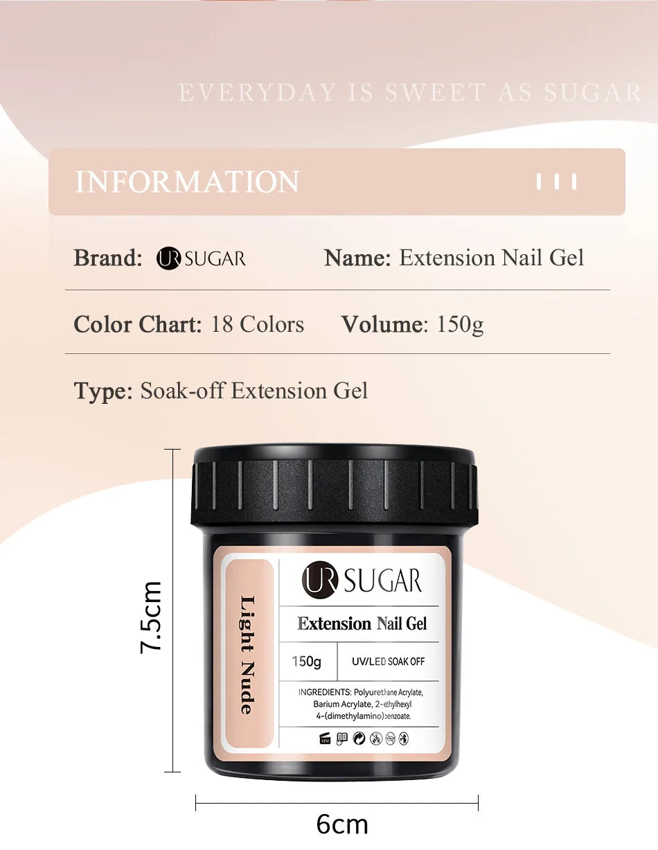UR SUGAR 150g Jelly Gel Nail Extension Gel Milky White Nude Pink Quick Building UV Nail Hard Gels Self Leveling Construction Gel