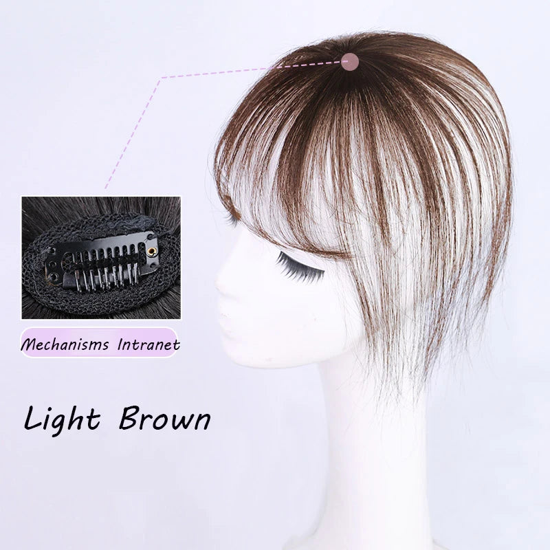 Wig Air Bangs Wig Piece Female Ultra-Thin Qi Bangs Without Trace 5X5CM Women Toupee With a Cut Bang Silk Skin Base Fringe