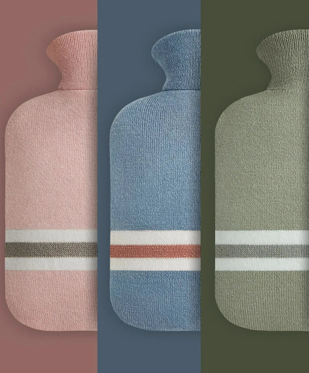 Hot Water Bottle with Knitted Cover Durable 1L/2L Hot Water Bag for Pain Relief Hot Cold Therapy Hand Feet Warmer Women Gifts