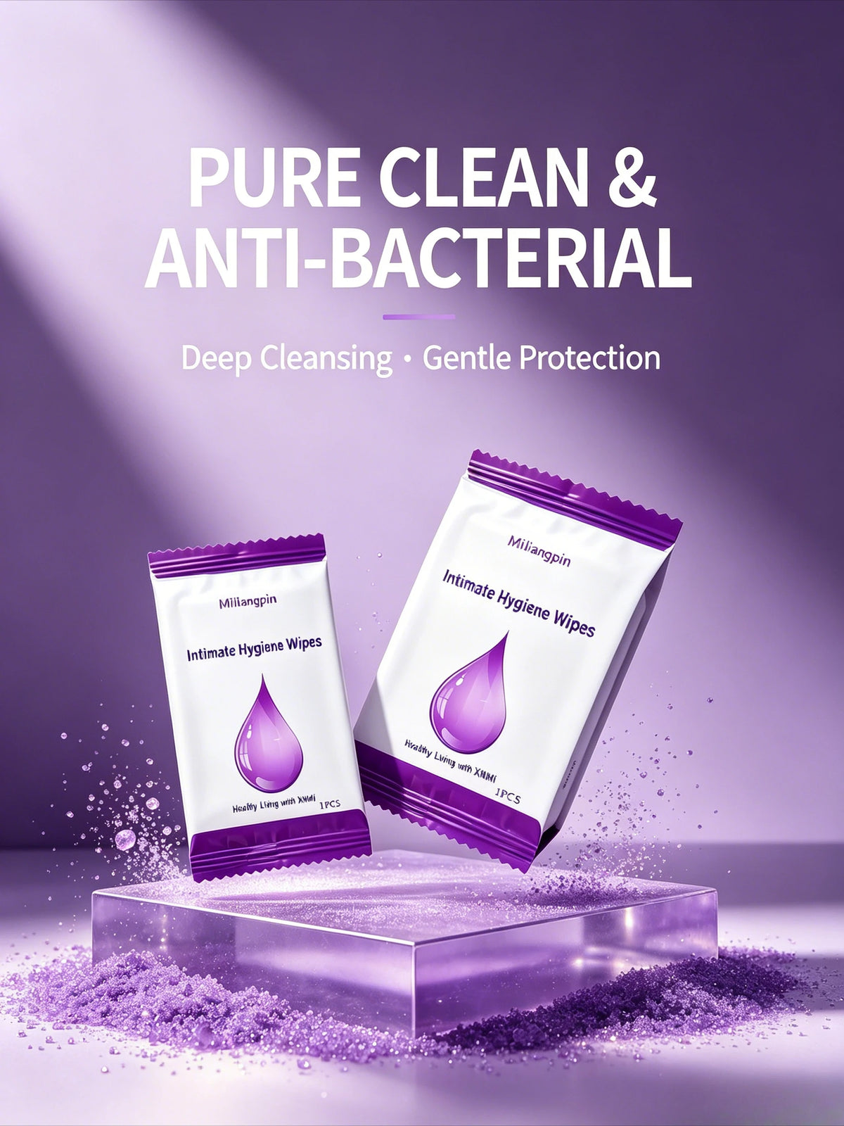 Portable independent single-pack feminine intimate wipes; sports; period cleaning and soothing; daily intimate care essentials