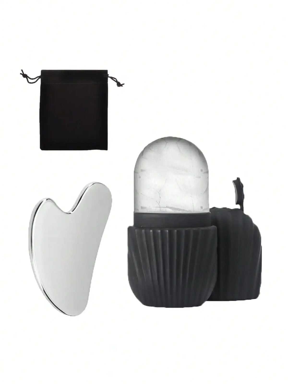 Ice Face Roller Set With 1 Ice Roller, 1 Storage Bag, 1 Gua Sha Board For Glowing Skin, Silicone Ice Face Roller Mold For Face And Eye Puffiness Relief