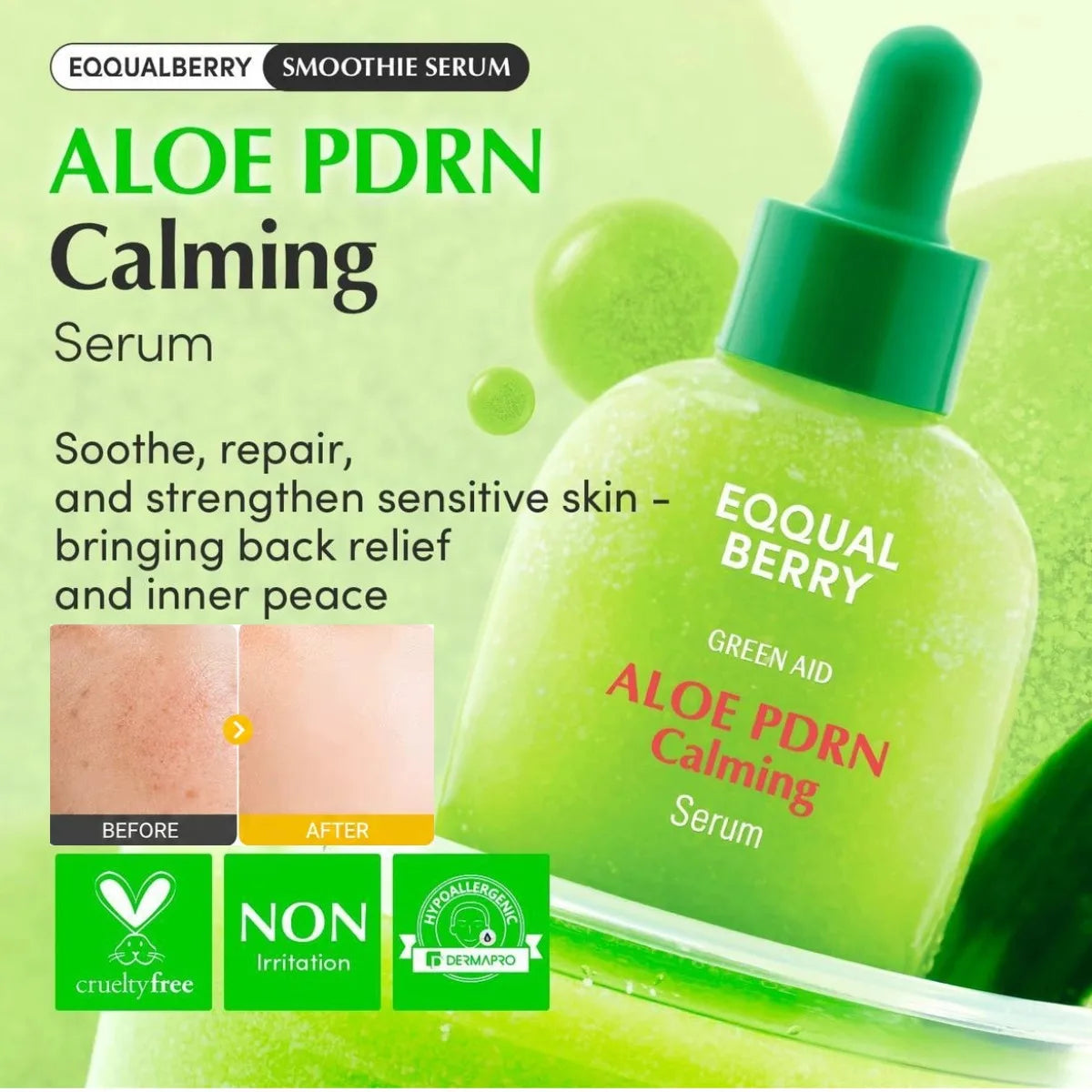 EQUAL‑BERRY 30ml Aloe PDRN Calming Soothing Repair Ampoule Serum Effective Repair After Sun Exposure Improve Dullness Skin Care