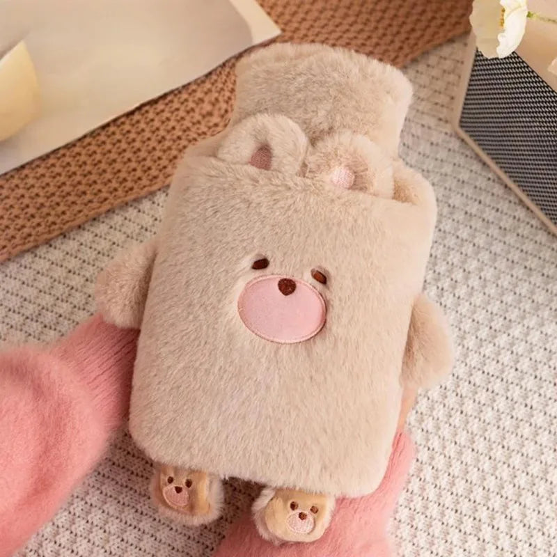 Water Injection Hot Water Bag Thickened Explosion-proof Hot Compress Warm Stomach Warm Water Bag Cute Plush Warm Water Treasure