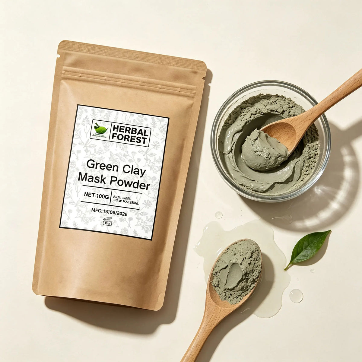 Natural Green Clay Mask Matcha Mud Mask Powder Oil Control Acne Cleansing Pores Tightening Skin Whitening Beauty Skin Care