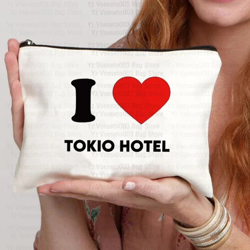Tokio Hotel Canvas Makeup Cosmetic Party Lipstick Bags Travel Toiletry Pouch School Supplies Pencil Pouchs Teacher Gift Wash Bag