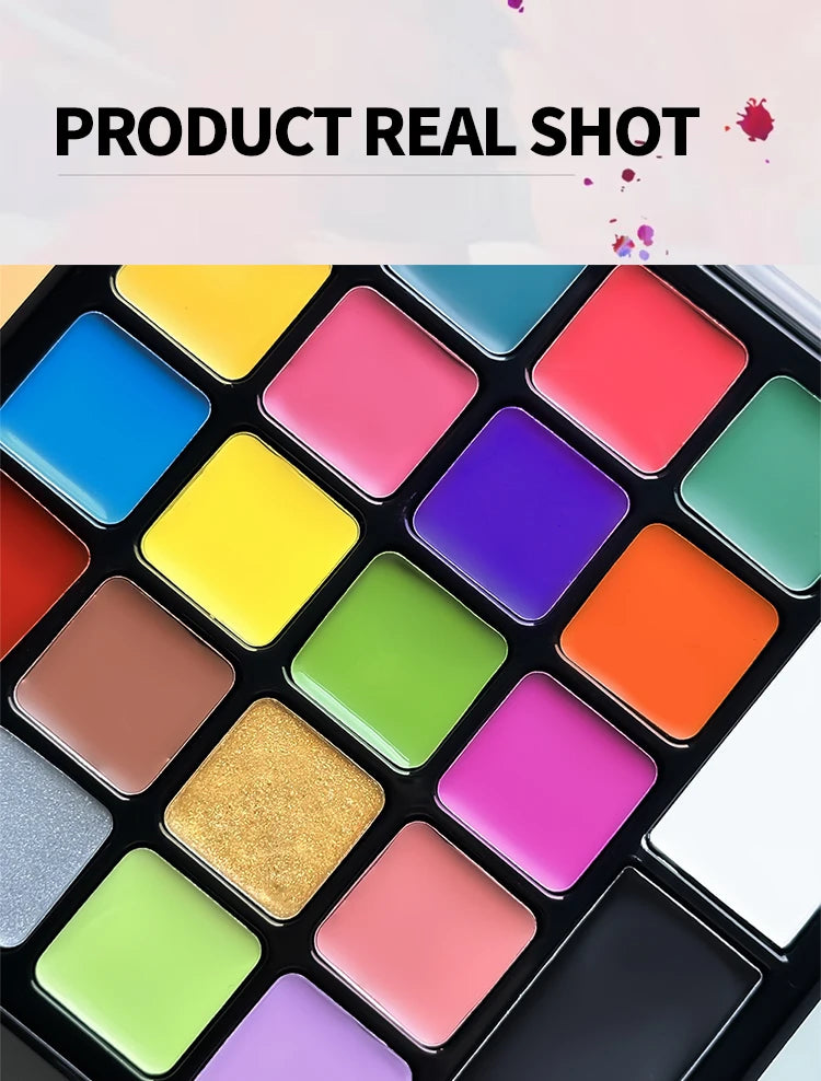 22 Color Face Body Painting Kit for Kids Adults,Face Paint Makeup Palette with Brush,Halloween Carnival Artist Cosplay Art Party