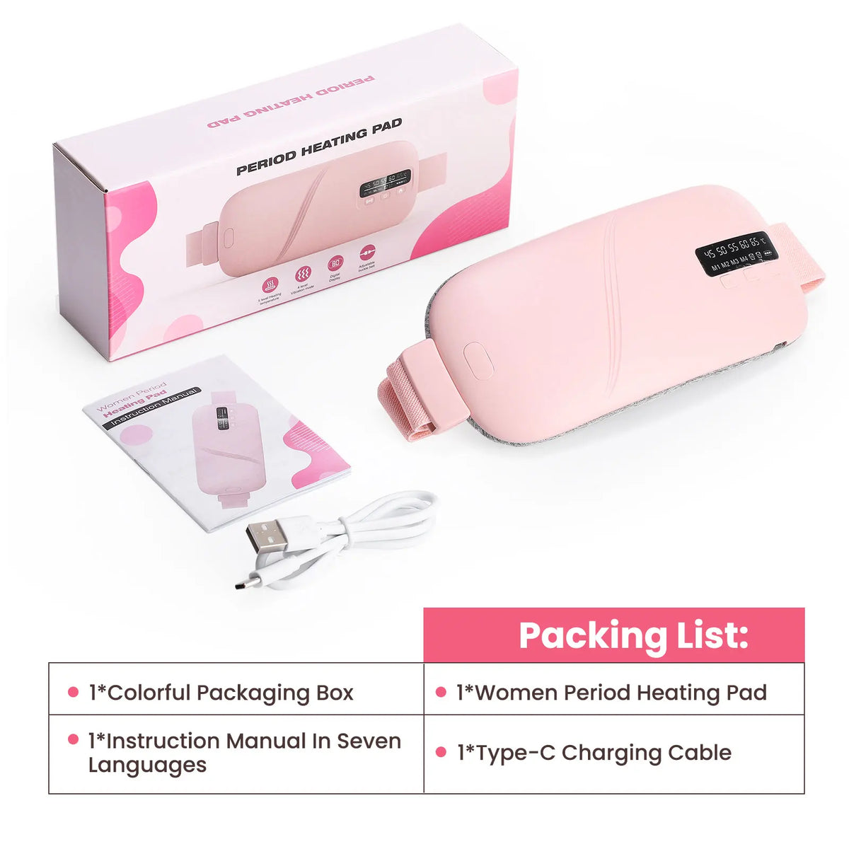 Portable Electric Heating Pad Menstrual Cramp Massager Women Period Care Hot Compress Device Vibration Abdominal Warm Palace Bel