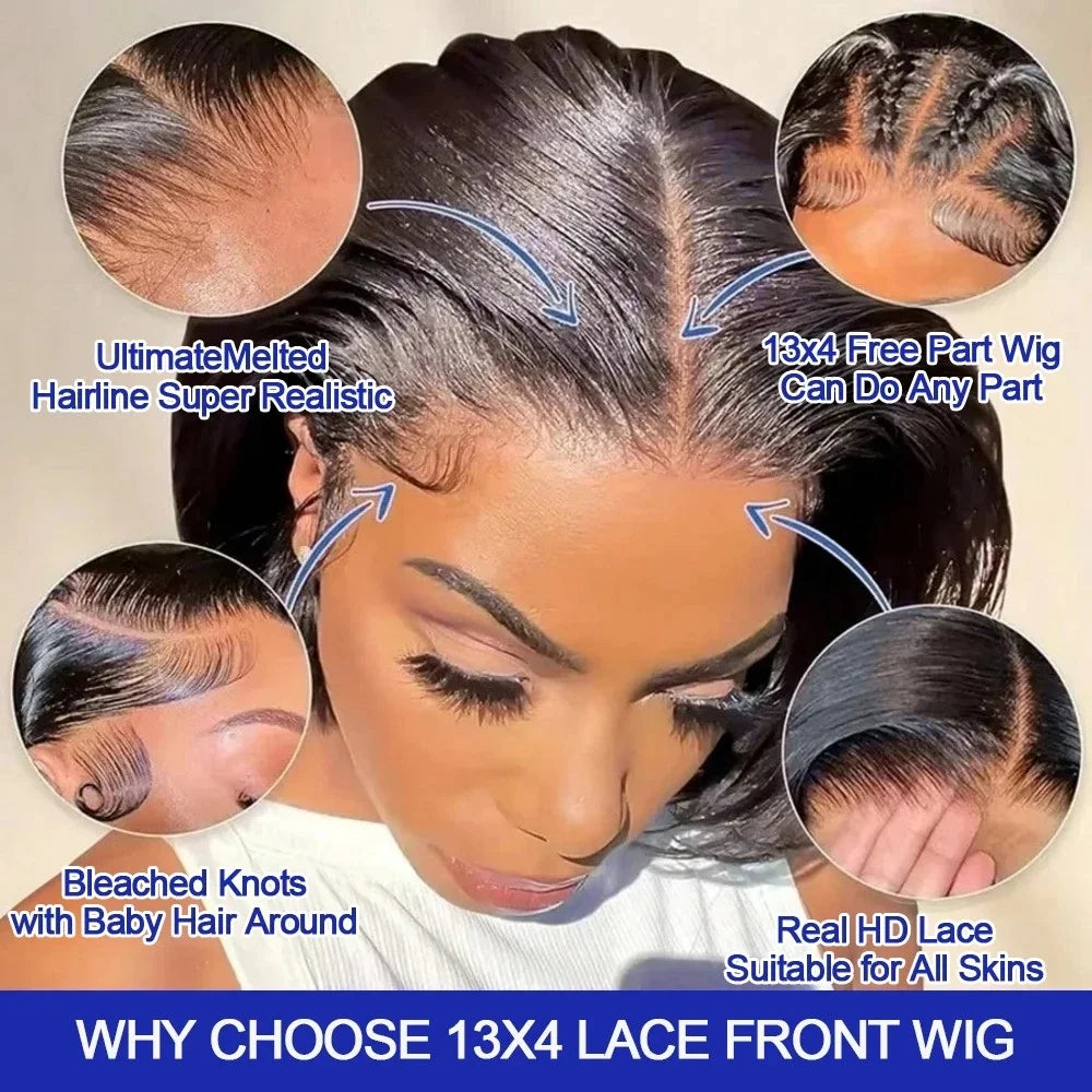 Straight Human Hair Bob Wigs 13x4 13x6 HD Lace Front 4x4 5x5 Pre Cut Closure Glueless Short Wig Pre Plucked Beginner Friendly for Women
