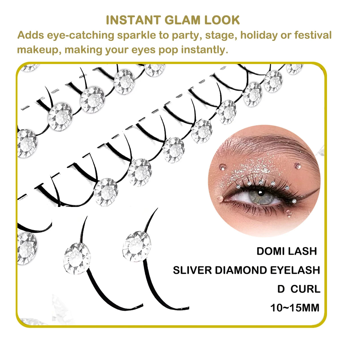 Domi Lash 3D Halloween Cosplay Eyelashes Christmas Diamond Glitter Snow Santa Cat Design False Individual Lash Party Eye Makeup