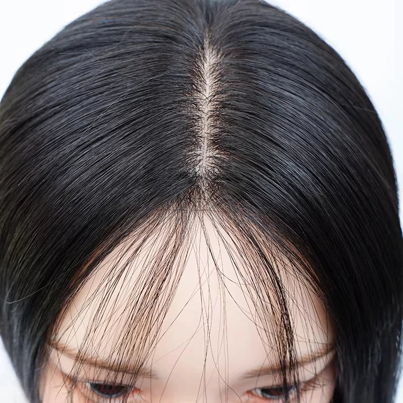 6*6 Silk Top Virgin European Human Hair Wig Bangs Natural Hairline Silk Base Glueless Elastic Cap Breathable Wear To Go Wig For