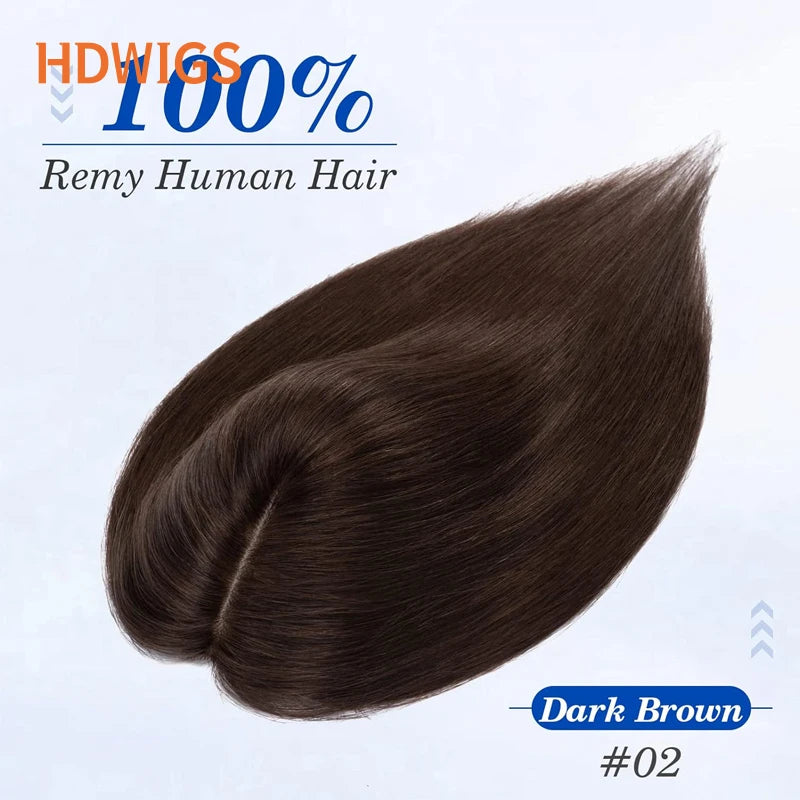 Silk Base Women Toupee Human Hair Wigs Straight Remy Human Hair Topper Women Natural Human Hair Clip in Hair Extensions Hairline