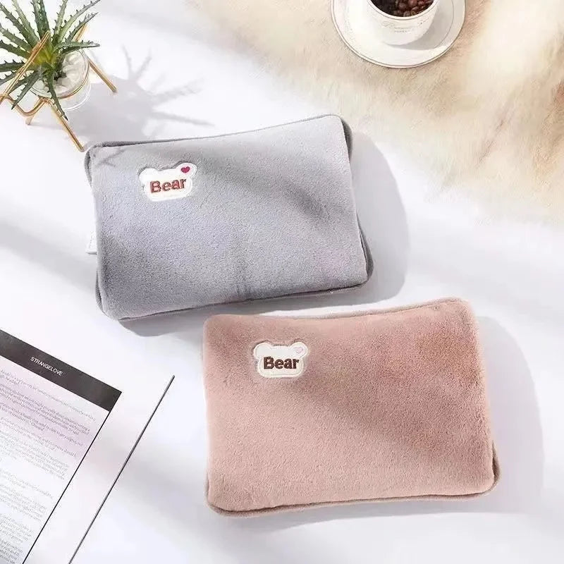 European Standard Plug Winter Warm Handbag Hot Water Bag, Reusable Plush Electric Water Bag, Charging Heating Water Bag