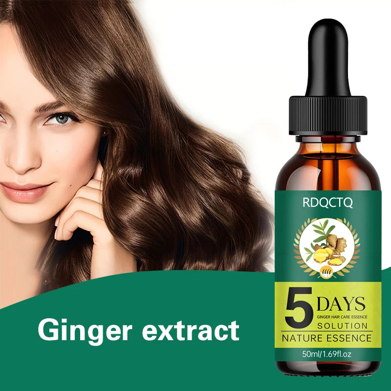 5-Day Ginger Hair Serum | Natural Nourishing Essence | Frizz Control & Shine Boost | Hair Care Treatment