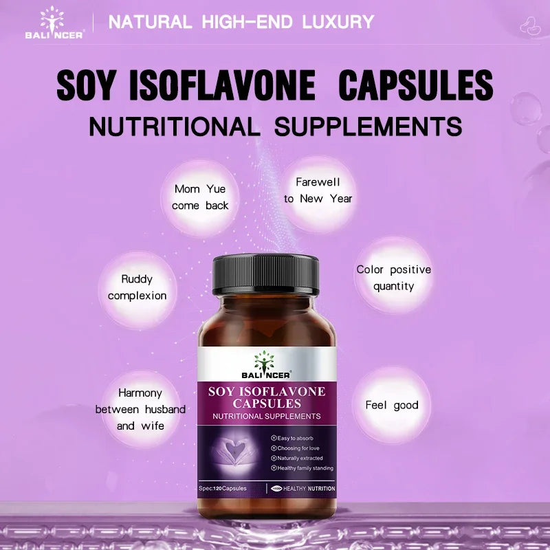 Soy Isoflavone Capsules - Women's Health Hormone Balance Improve Mood, Menstrual & Menopausal Discomfort, Nutritional Supplement