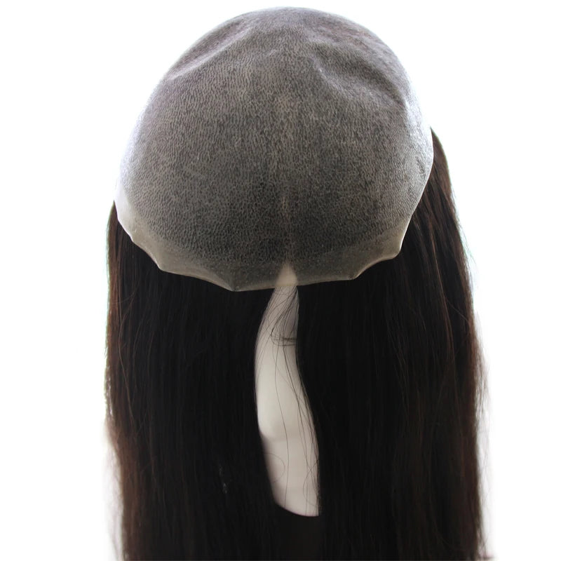 Women Toupee Full PU V Loop Injection Human Hair Wigs Indian Hair Extension Hairpiece System Brown Hair Topper Natural Color 613