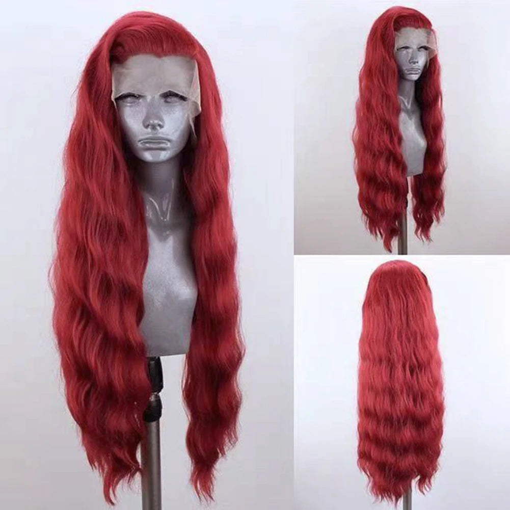 AIMEYA Platinum Wigs for Women Mix Blonde Synthetic Lace Front Wig Black Long Natural Wave Synthetic Hair Wig Daily Use Cosplay