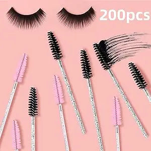 2025 Trend 100Pcs Disposable Mascara Wands -Lash Spoolies, Crystal Eyebrow Brush for Eyelash Extensions & Makeup Grooming