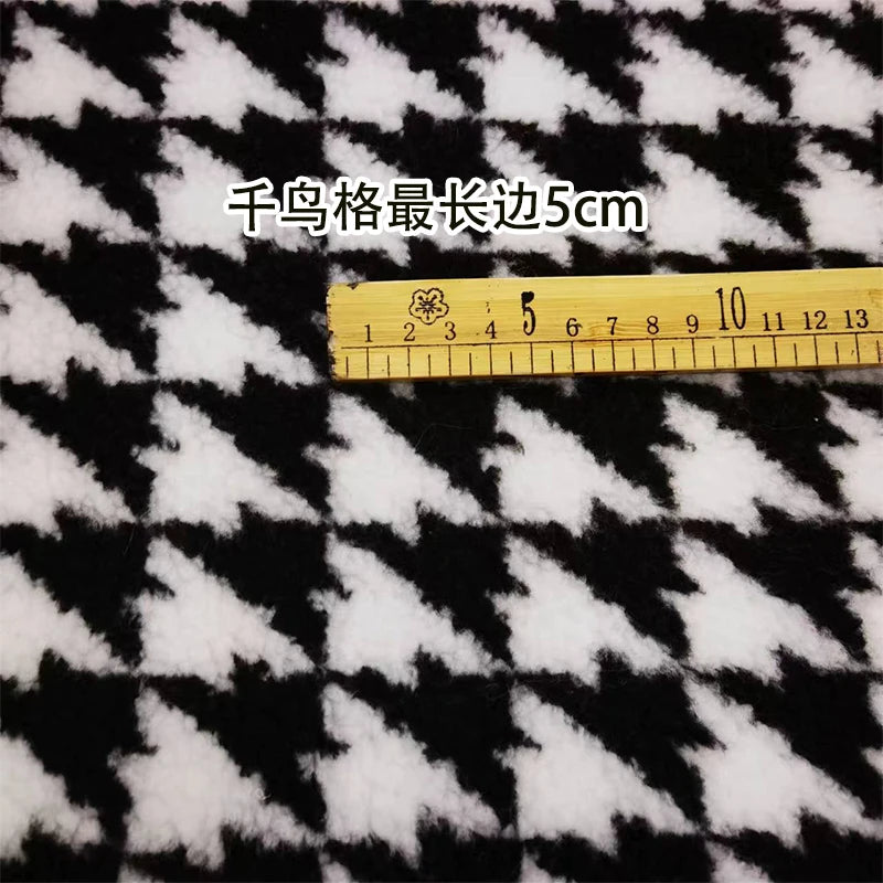 Thickened Short Hair Plush Fabric By The Meter for Needlework Autumn Coat Hoodies Dolls Diy Sewing Cloth Warm Soft Bear Plaid