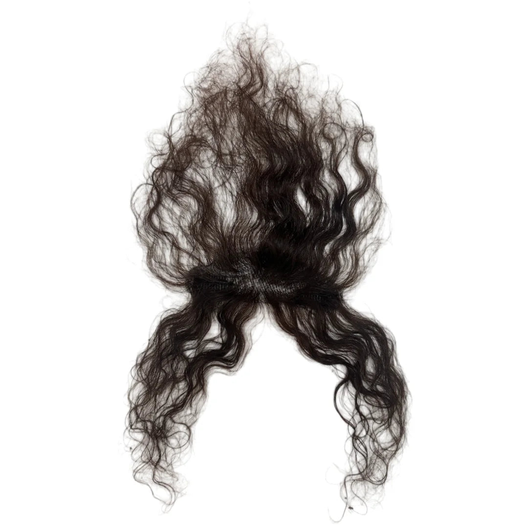 100% Human Hair Curly Bangs Toppers for Women Breathable Lace Base with Clips Curl Baby Hair Fringe Hairpiece for Thinning Hair