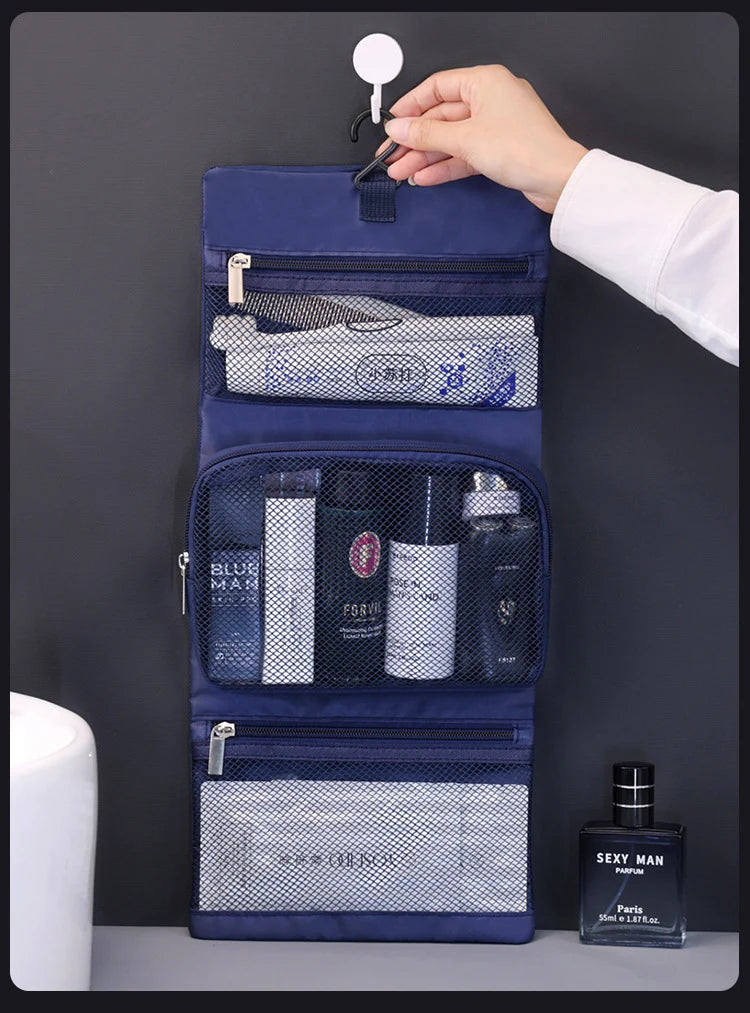 Foldable Toiletry Bag Organizer Hanging Storage Bags Bathroom Makeup Case Cosmetic Bag For Business Men Travel Organizers