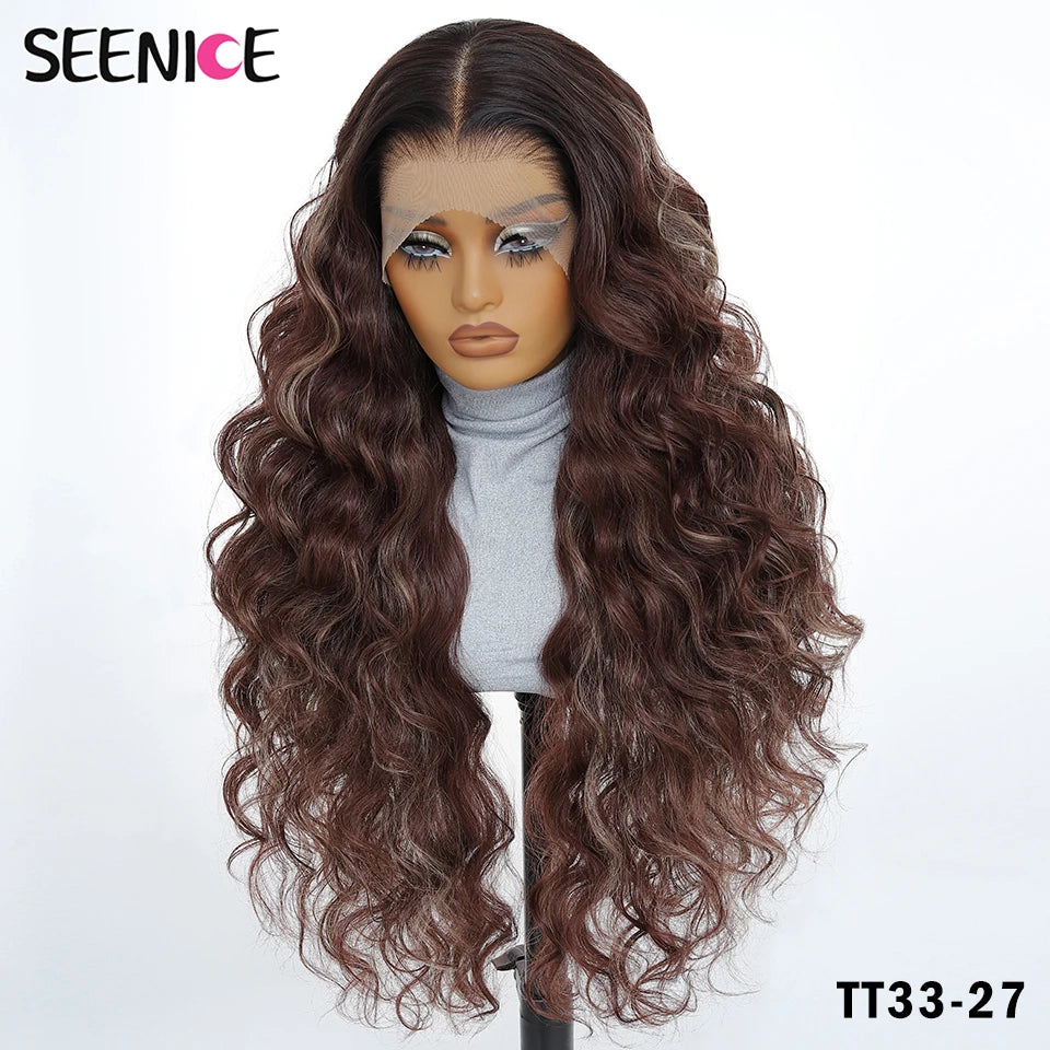 99J Burgundy Synthetic Lace Frontal Wig 13x6 Body Wave Long Deep Wavy Ombre Black Lace Wigs for Women Heat Resistant Cosplay Wig