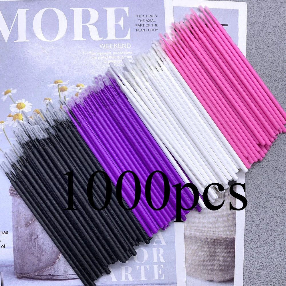 1000pcs Micro Brush Micro Swabs for Eyelash Extension Disposable Micro Applicator Brush Micro Eyelash Sticks Makeup Tools