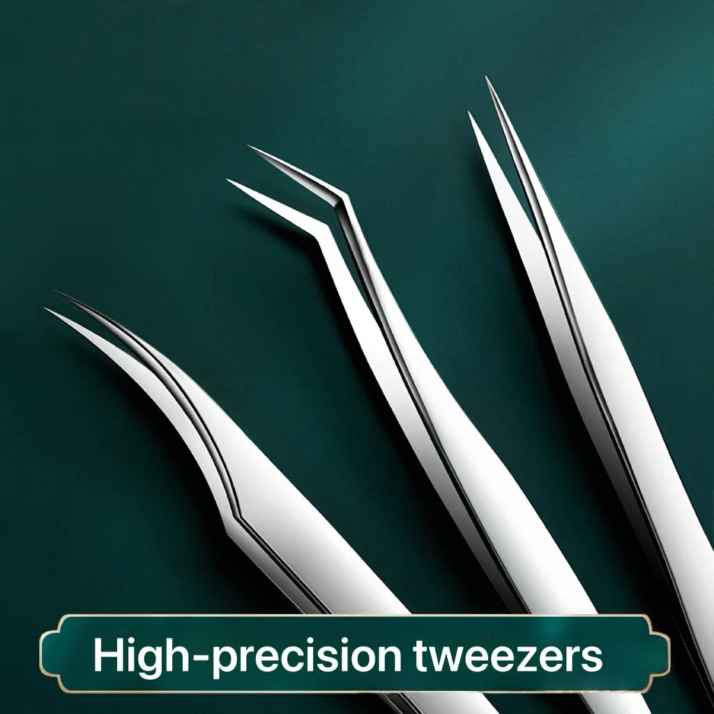 Stainless Steel High-Precision Grafting Eyelash Tweezers with Golden Feathers Professional Makeup Tool for Synthetic Hair Gifts