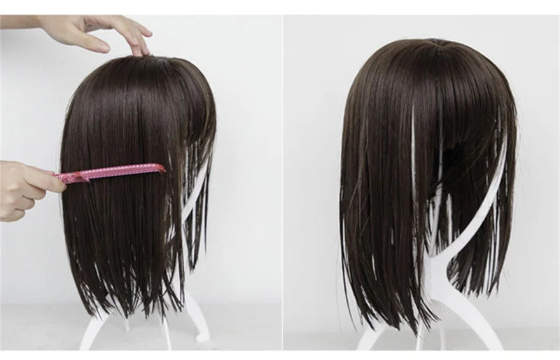 Korea Hair Extensions Synthetic Cute JK Girl Cosplay Air Bangs Wig Breathable Head Cover 50cm Long Straight Wig Hat for Women