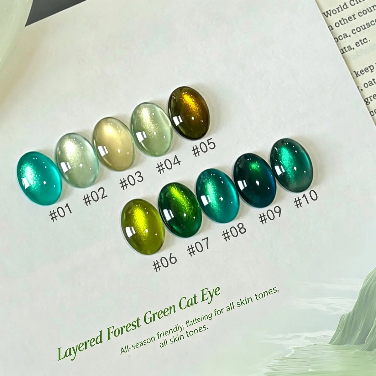 MIANEL 10ML Autumn Crushed Glitter Cat Eye Gel Nail Polish Whitening Nail Polish Christmas Decor Green Nails