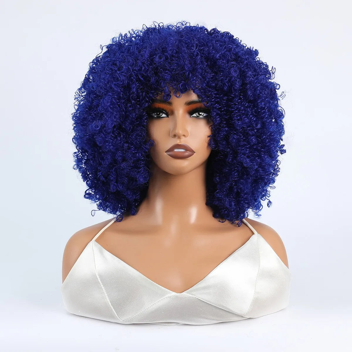 Synthetic 1 Piece 16 Inch Exploded Head Curly Wig, Synthetic Fiber Wig, Comfortable and Breathable Snapback Mesh Cap
