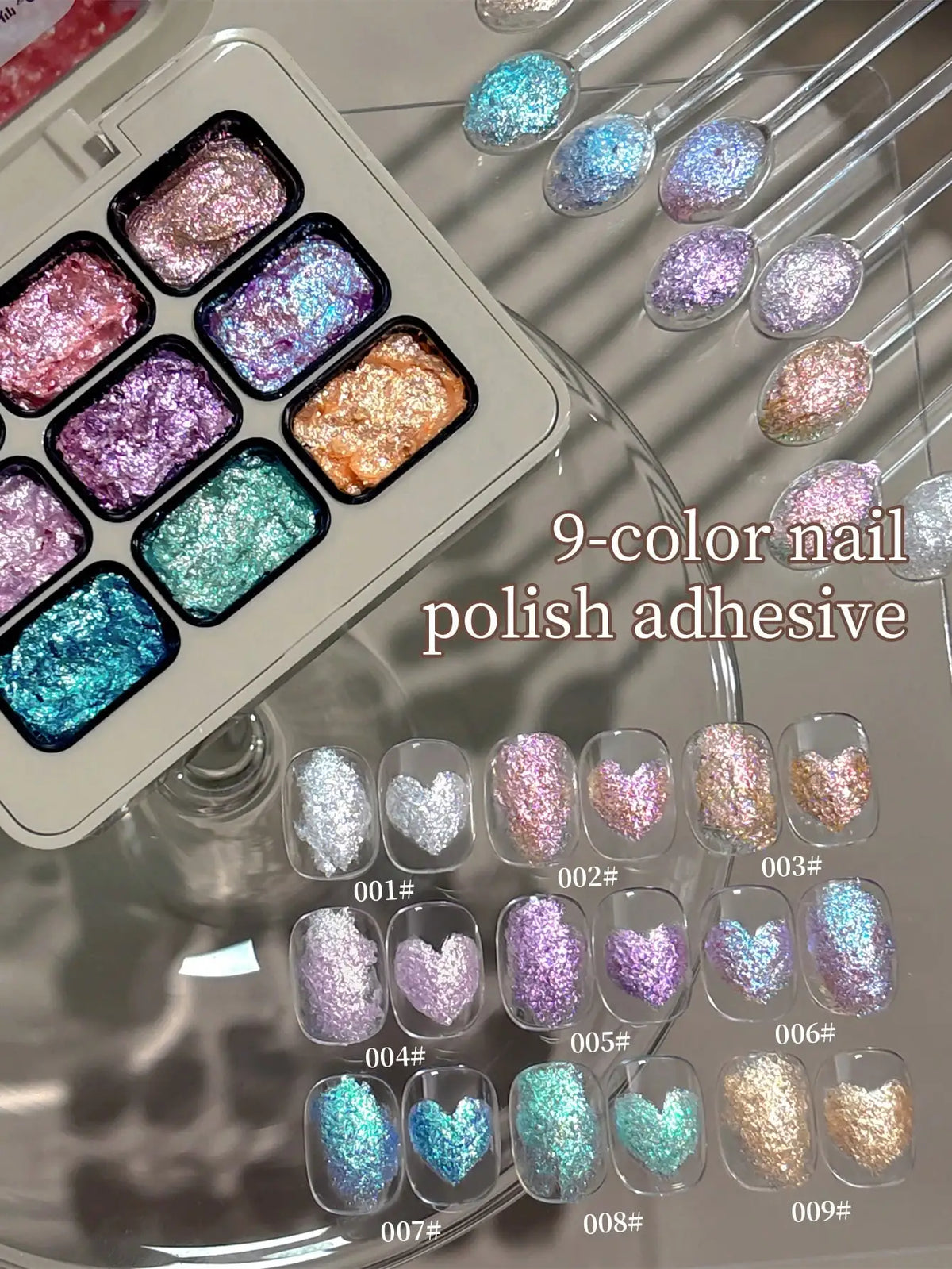 9 Colors Universal Style Embellishment Pat Gel,Canned,High Saturation, Popular, Semi-Solid, Nail Polish--Te Tiao Xian Fen Gao