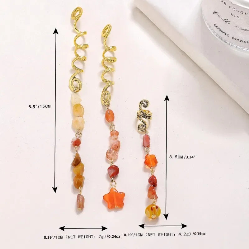 Personality exaggerated serpentine braid loop natural stone pendant hair accessories ethnic wind dreadlocks hair clip