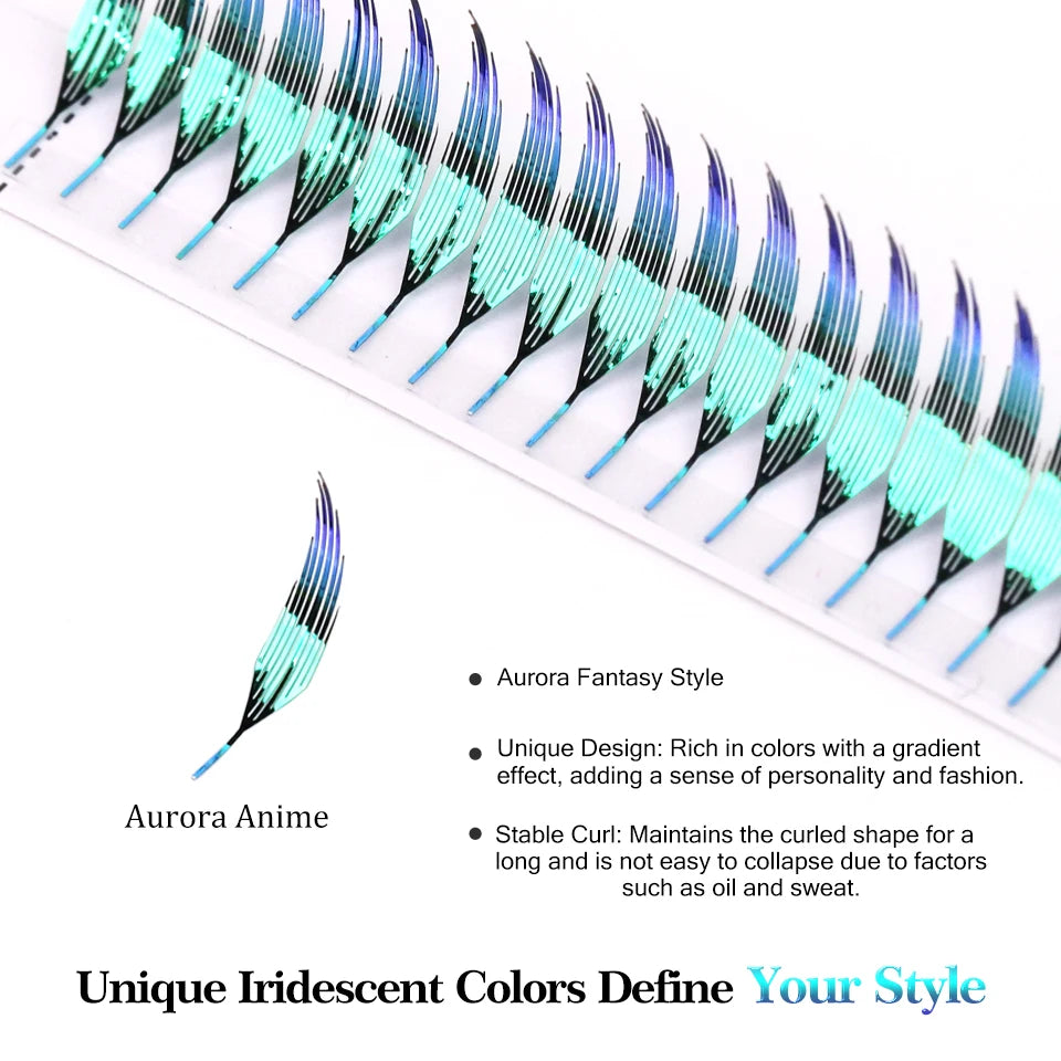 New Fashion Shiny Comic Spire Eyelash Extension Holographic Manga False Eyelashes Tinsel Anime Lashes For Christmas Party Makeup