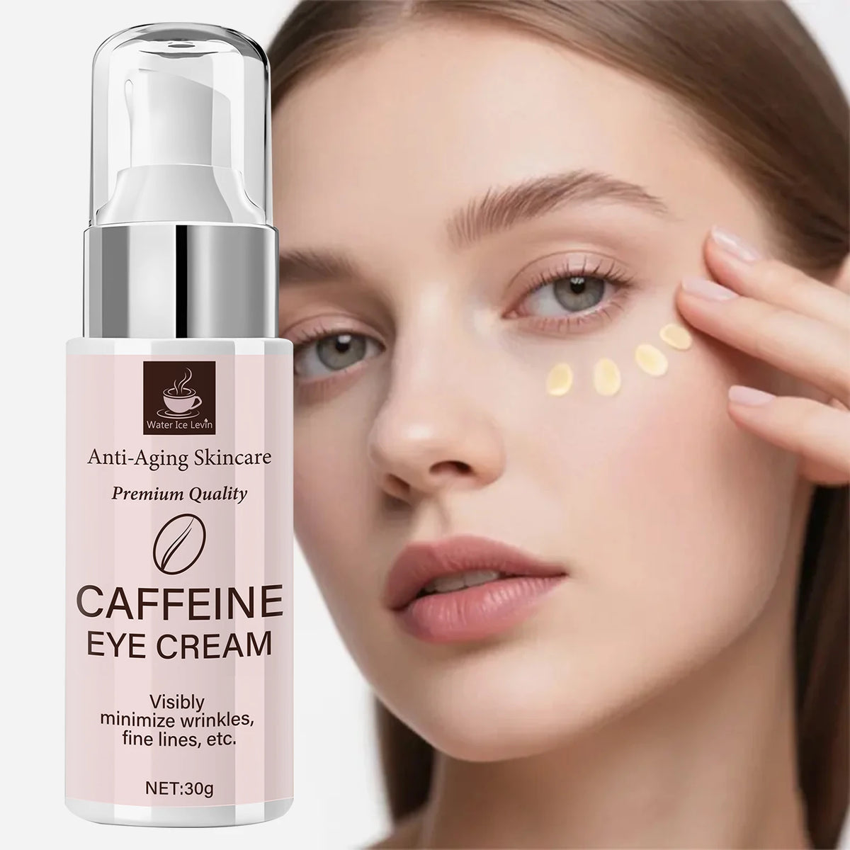 Premium Anti-Aging Caffeine Eye Cream with Niacinamide & Hyaluronic Acid for Wrinkles & Elastic Skin.