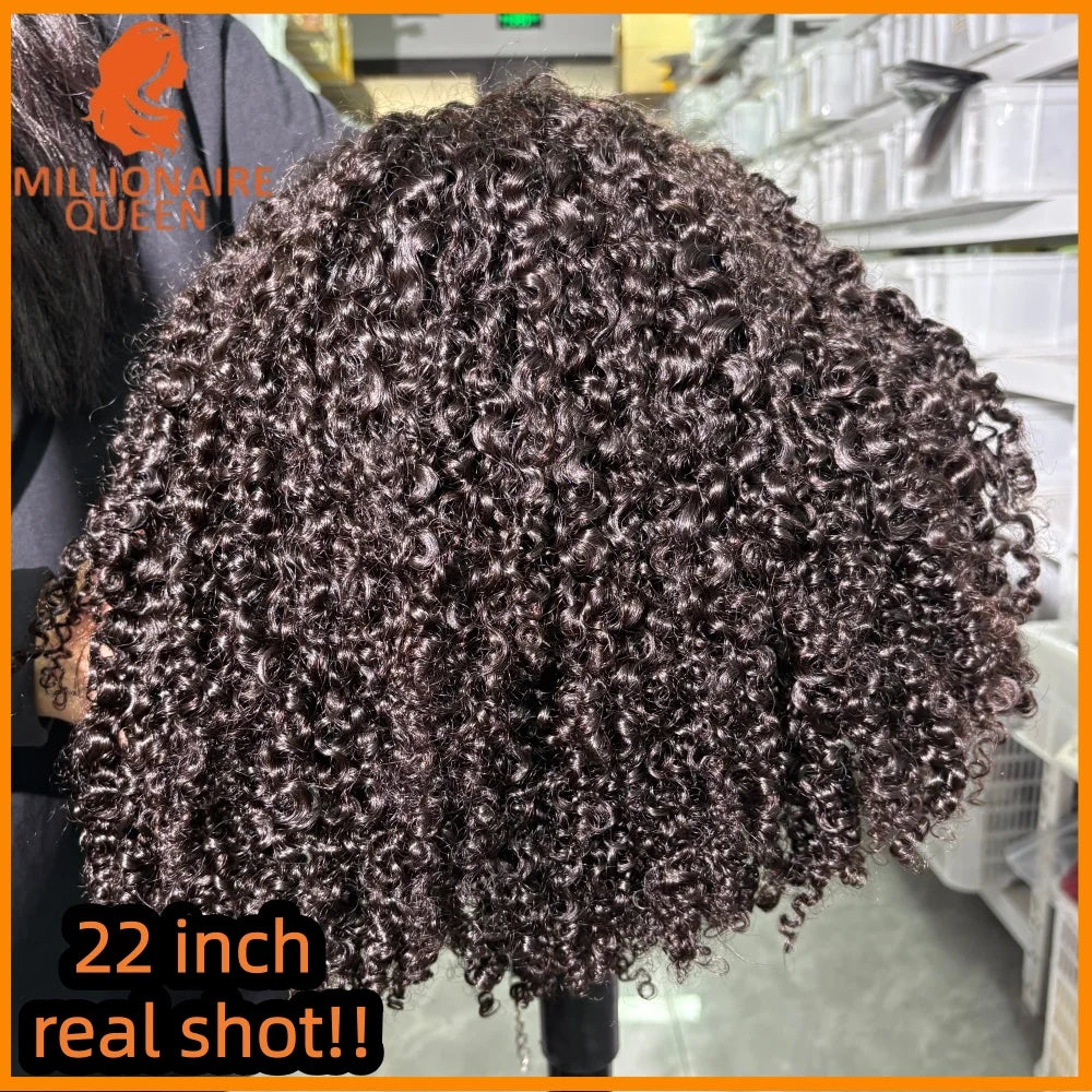 300% Millionaire Queen Half Wigs Wear and Go Beginner Friendly Headband Wig Pixie Curly Half Wig Clip Ins Flip Over Glueless Wig