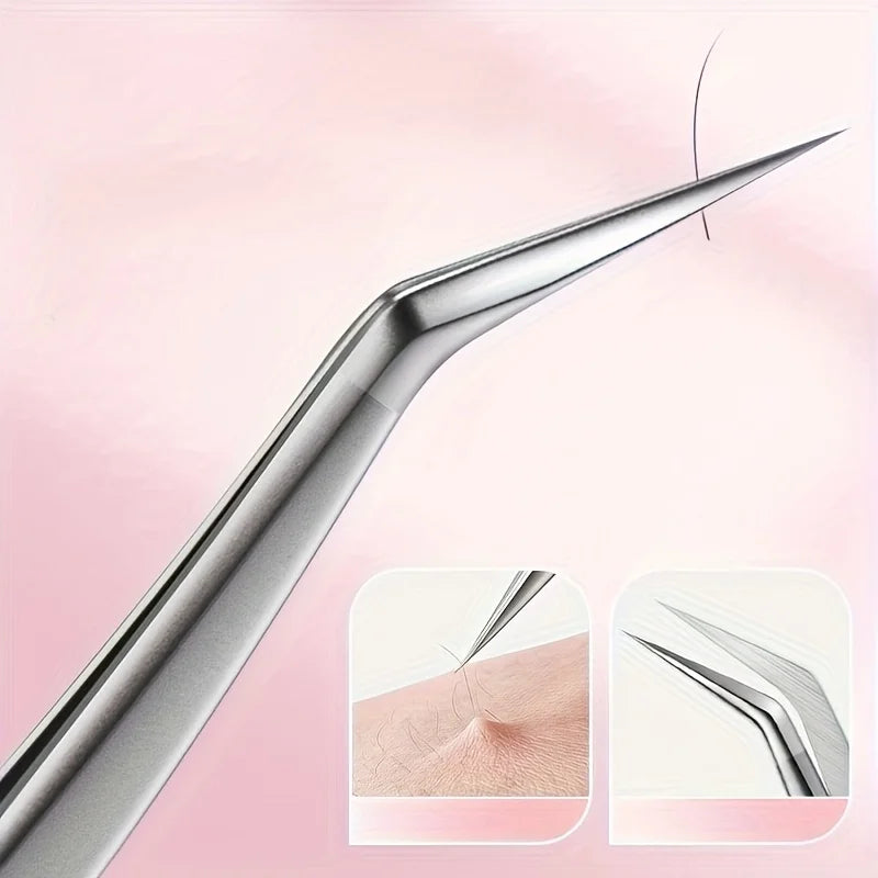 Stainless Steel High-Precision Grafting Eyelash Tweezers with Golden Feathers Professional Makeup Tool for Synthetic Hair Gifts