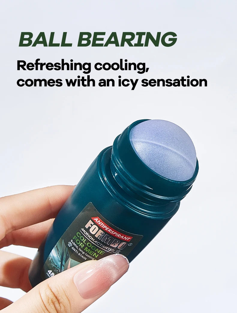 48H Men Antiperspirant Deodorant, Motion-Activated Anti-Perspirant Roll On, Anti-Stain Refreshing Body Odor Remover, 4 Scents f