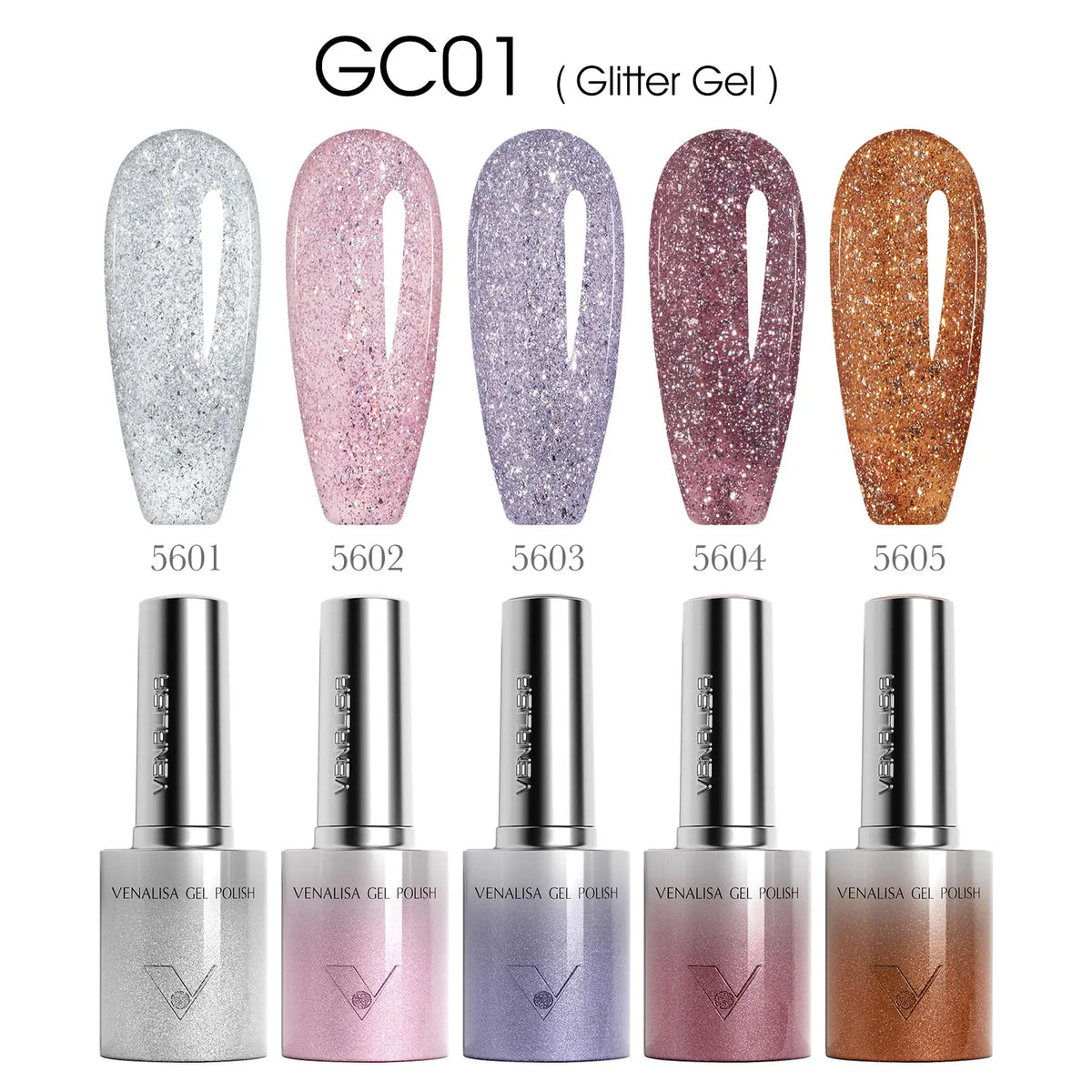 VENALISA 60 Colors TPO/HEMA FREE Glitter Gel Cat Eye Gel Nail Polish UV/LED Soak-Off Gel Polish Manicure DIY Nail Art Christmas