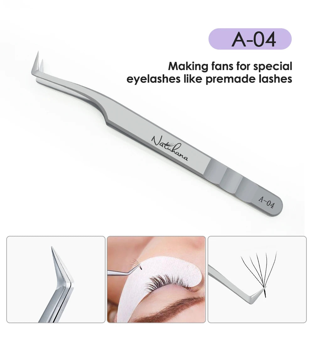 NATUHANA Eyelash Extension Tweezers Stainless Steel High Precision Stainless Steel Superhard Anti-Static Tweezers Makeup Tools