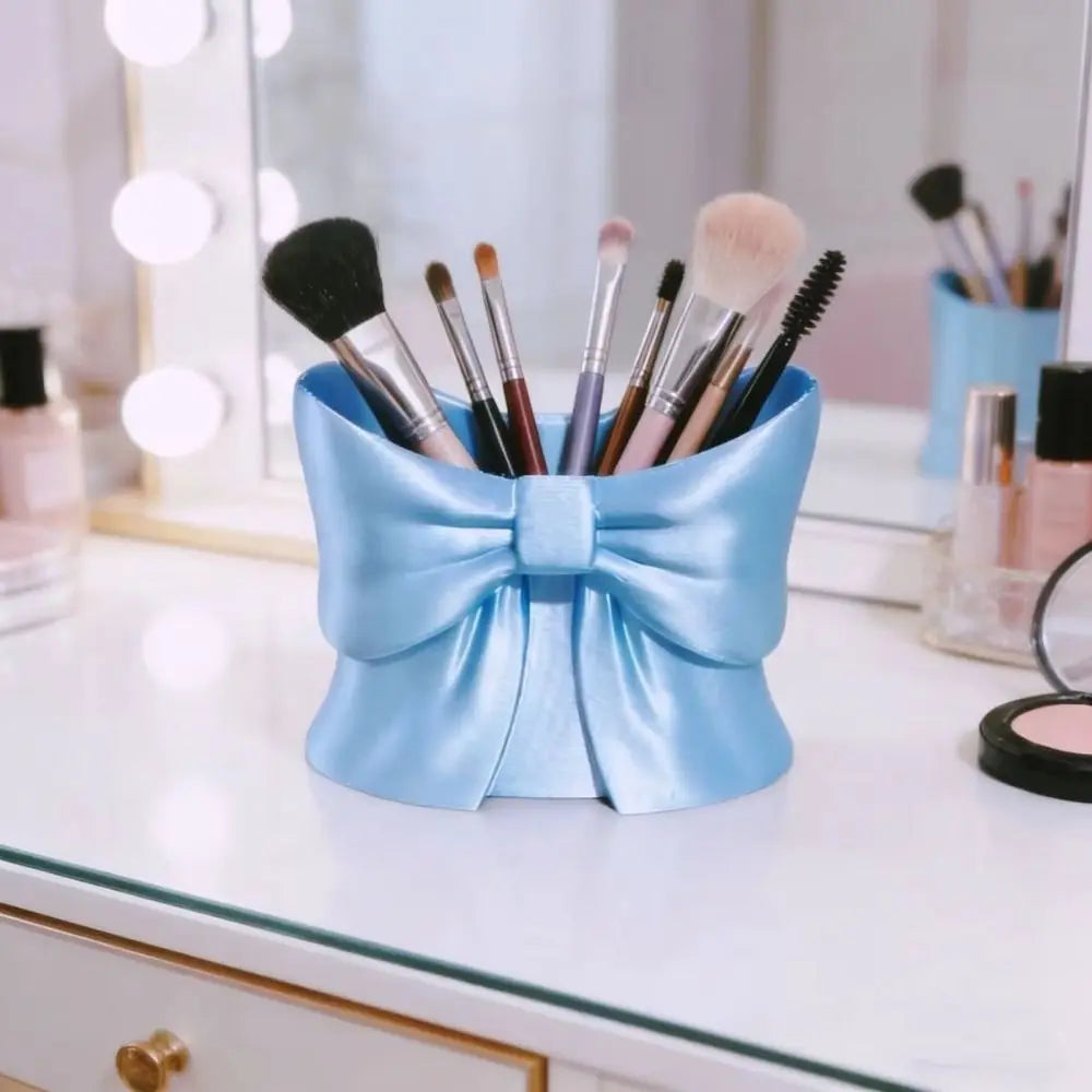 3D Printed Makeup Brush Storage Large-Capacity Space-Saving Bow Shape Pen Holder Sweet Cute Pen Organizer Cosmetic Storage