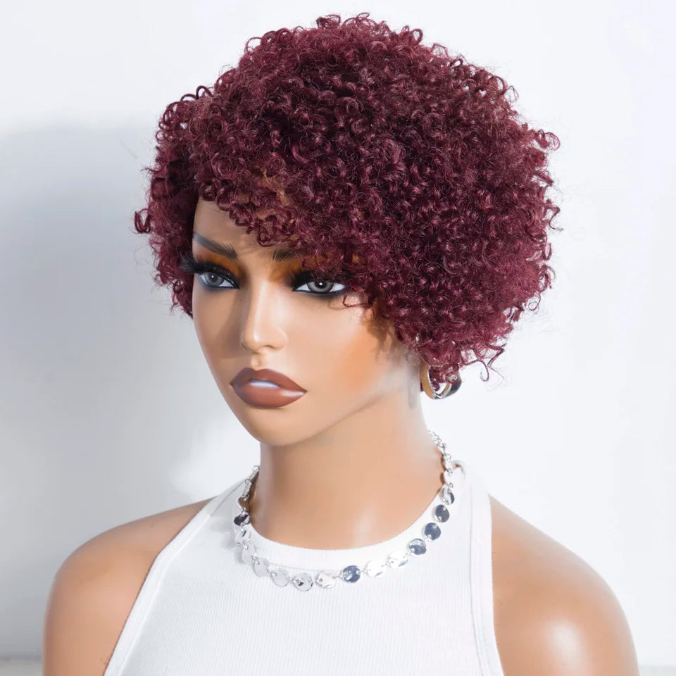 Lekker Short Pixie Cut Afro Kinky Curly Bob 100% Human Hair Wigs For Women Brazilian Remy Hair Full Machine Made Clearance Wigs