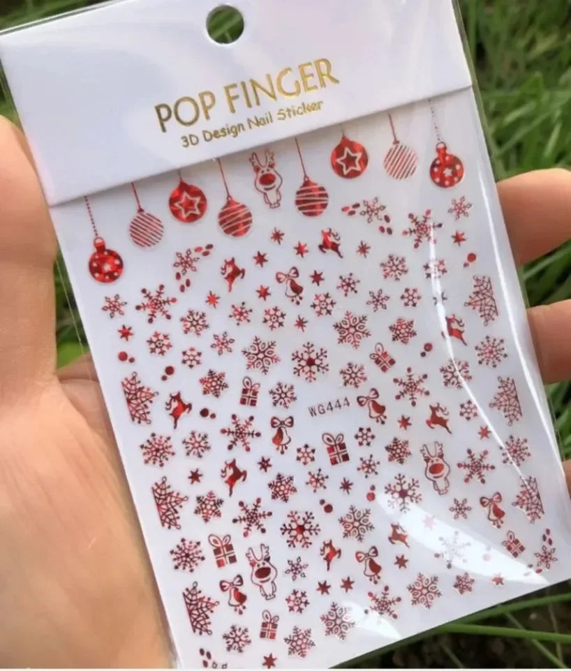 5D White Snowflakes Embossed Nail Art Stickers Winter Charm Decals Self Adhesive Christmas New Year Slider Decoration Manicure