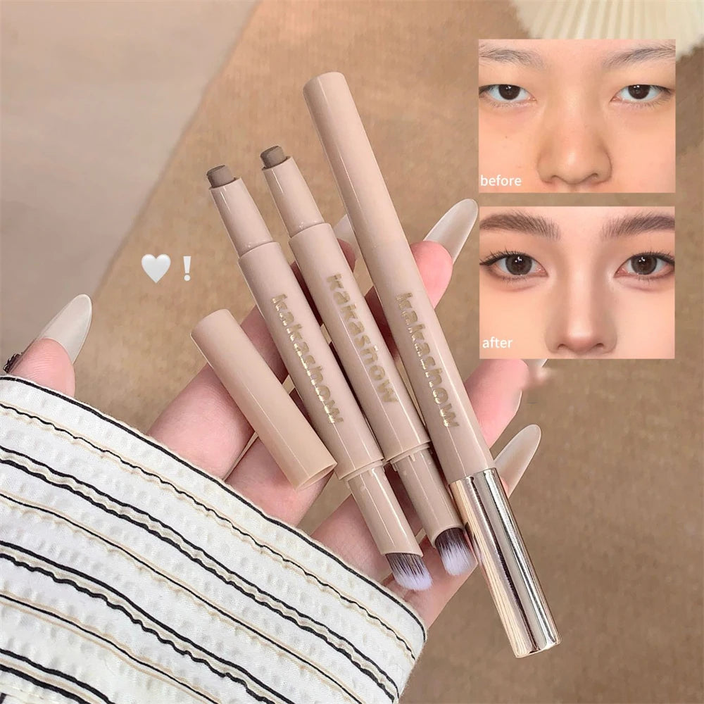 3D Contouring Pen Matte Bronzer Stick Grey Brown Nose Shadow Contour Pen With Brush Double Head Facial Contour Stick Makeup