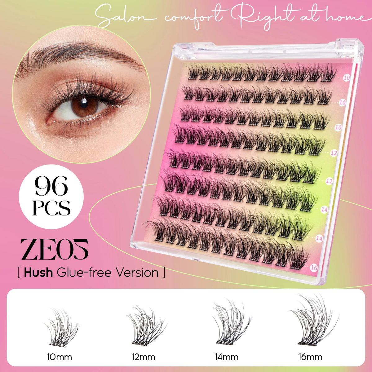 VYRILA Self Adhesive Cluster Lashes Glue-Free DIY Individual Eyelash Extension Natural Soft Lashes No Glue Needed Segmented Lash