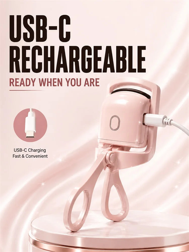 Electric Eyelash Curler, Effortless Curling for Natural Lashes, Hand‑Held Cosmetic Accessory for Daily Eye Makeup
