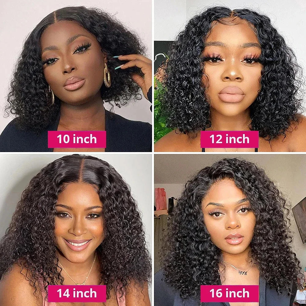 Glueless Wigs Human Hair Water Wave Bob Wig Human Hair 100% Ready to Wear Curly Wave Human Hair Wigs 4X4 Lace Bob Top Quality