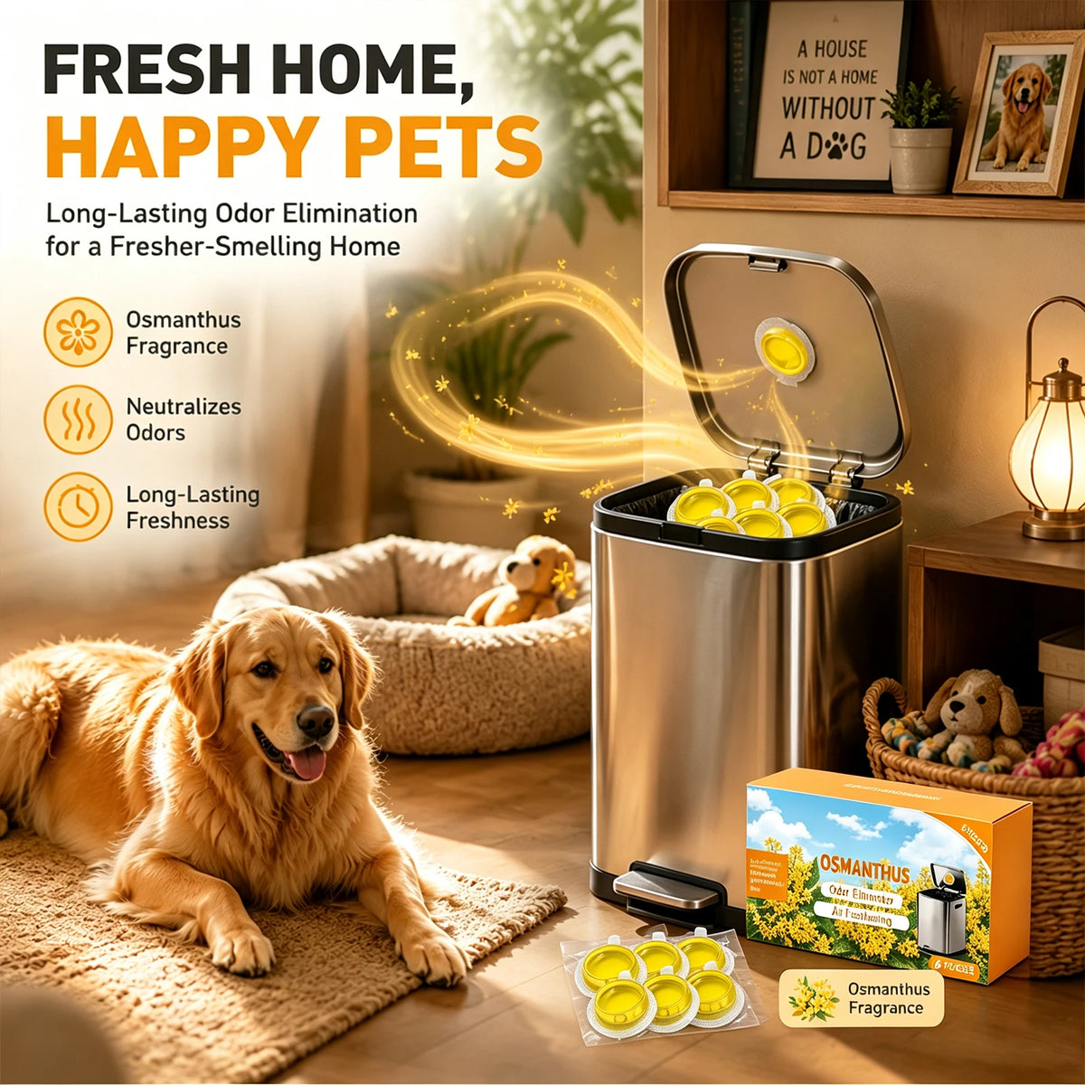 6pcs Trash Can Deodorizer Eliminate Unpleasant Odor Long Lasting Fresh Scent Air Freshener Sticker for Kitchen Bathroom