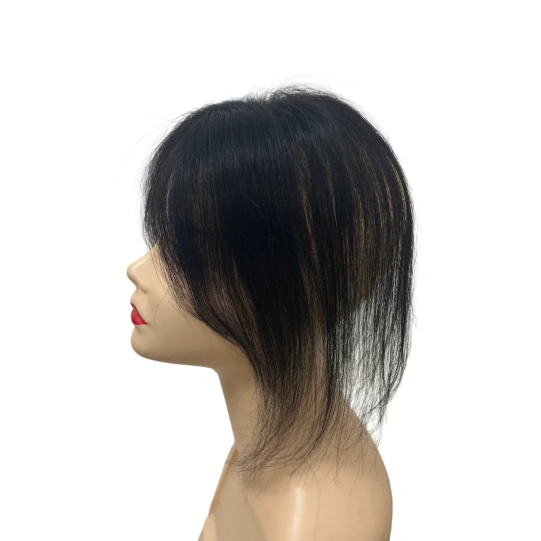 7x10cm Breathable Lace Human Hair Toppers 10 Inch Invisible Clip In Bangs for Women Natural Hairpieces Cover Thinning Hair Daily