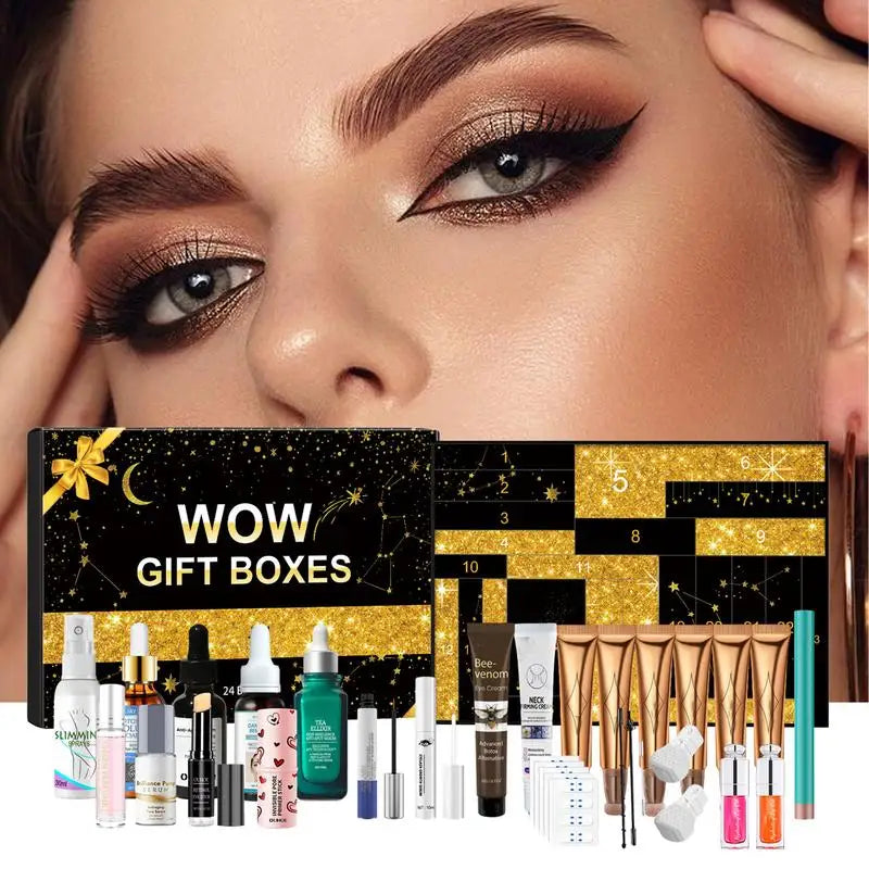 Christmas Countdown Calendar Gift Box face cosmetics kit Moisturizing Face Skin Care Set Face Cream Toner lip gross eye makeup