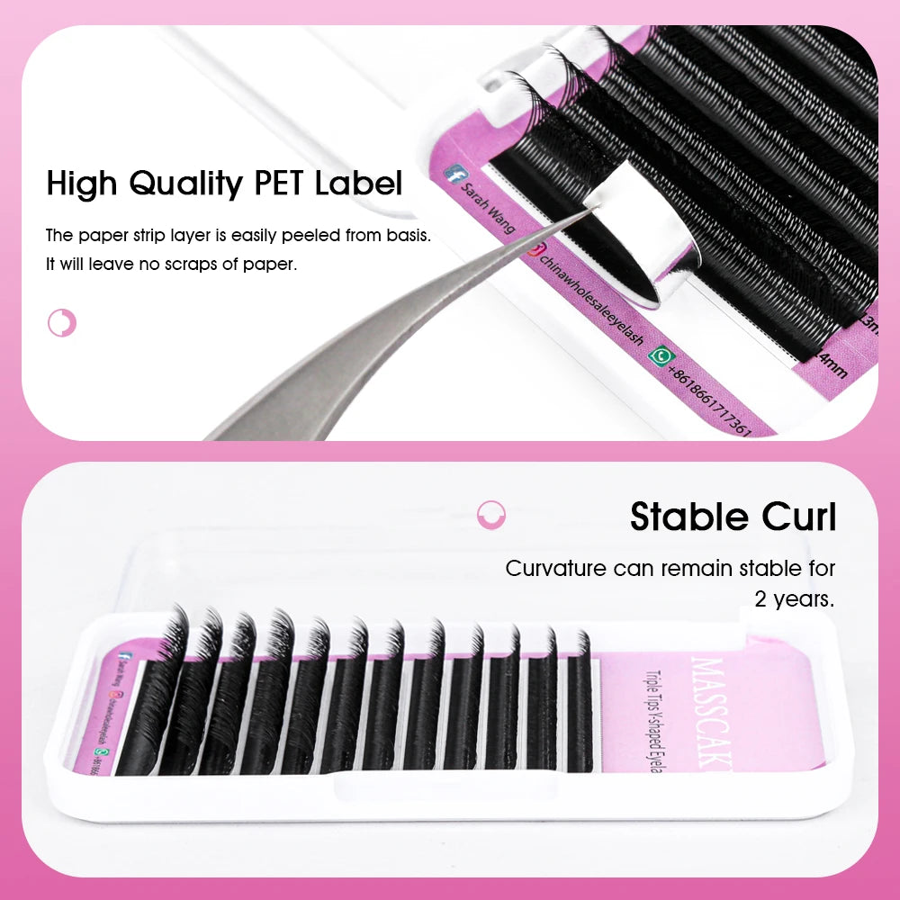 Hot Selling Masscaku YY Shape Eyelash Extensions Premade Volume Fans Natural Soft Lashes W Style Comfortable False Eyelashes